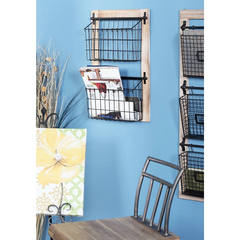22" Black Metal Farmhouse Magazine Rack Holder