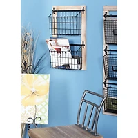 22" Black Metal Farmhouse Magazine Rack Holder