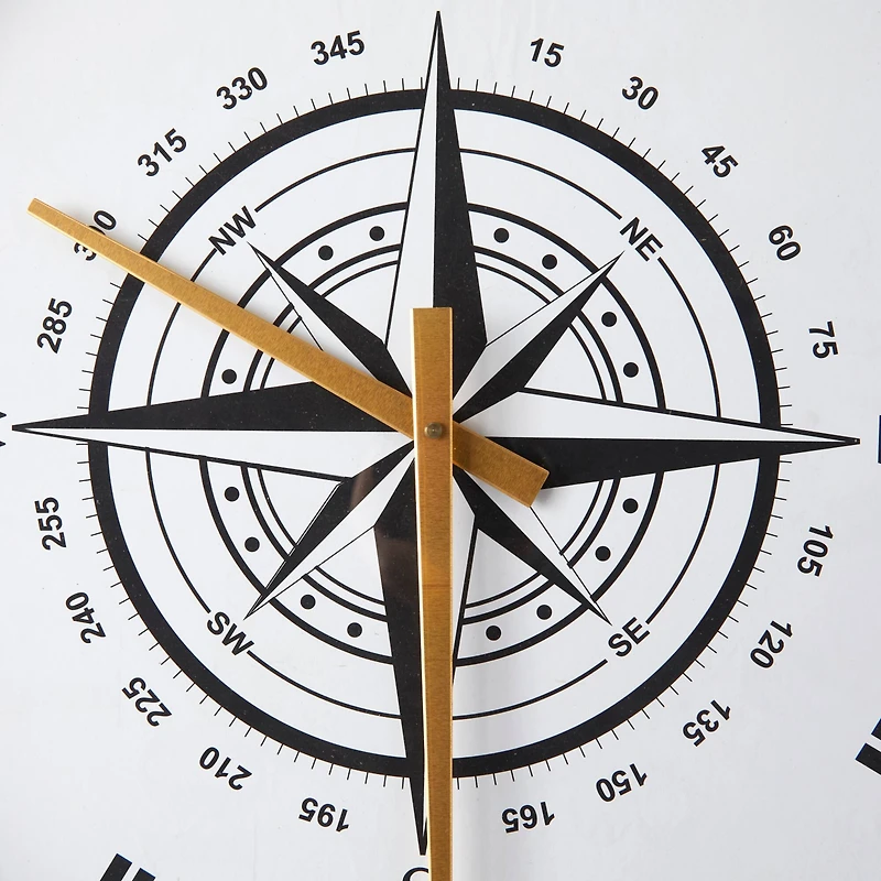 20" Brown Stainless Steel Compass Wall Clock with Rope Accents