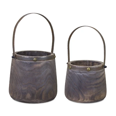 Dark Wooden Pail Set