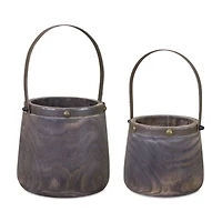 Dark Wooden Pail Set