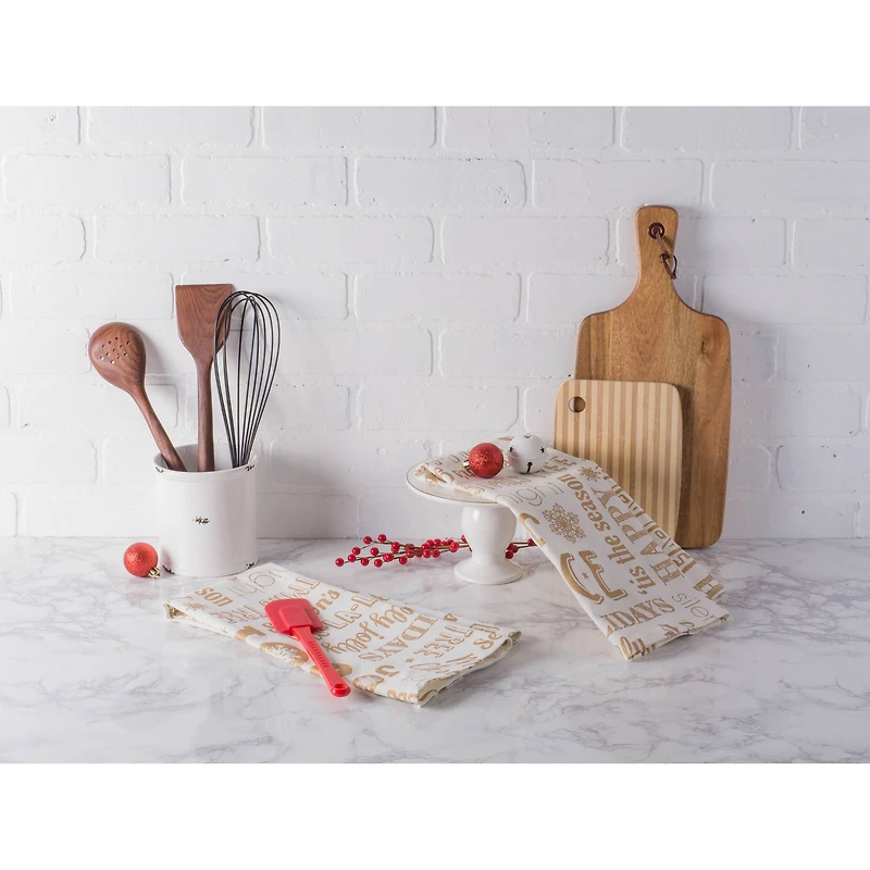 DII® Gold Christmas Collage Dishtowel Set