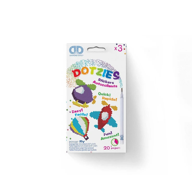 Diamond Dotz® Beginner Fly - Hot Air Balloon, Plane, Helicopter DOTZIES Stickers Diamond Painting Artwork Kit
