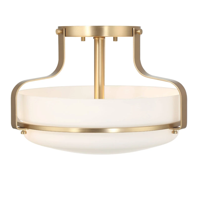 Hello Honey® Chatsworth White & Gold Etched Opal Glass & Metal Semi-Flush Mount Ceiling Light