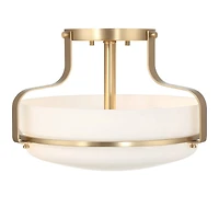 Hello Honey® Chatsworth White & Gold Etched Opal Glass & Metal Semi-Flush Mount Ceiling Light