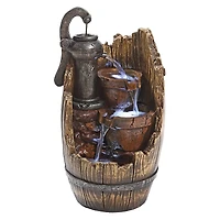 Design Toscano Farm Cistern Barrel Illuminated Garden Fountain