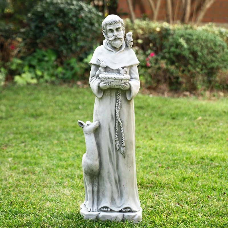 Glitzhome® 36" St. Francis Bird Feeder Garden Statue