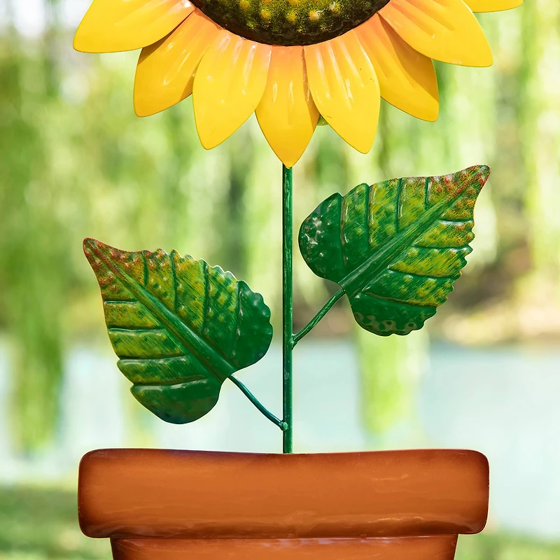 Glitzhome® 36" Welcome to the Garden Sunflower Yard Stake