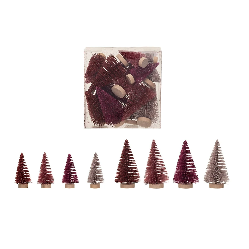 Hello Honey® Burgundy & Pink Sisal Bottle Brush Tree with Wood Base Set