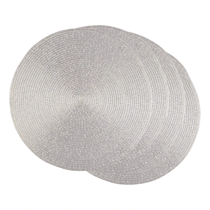 DII® Metallic Silver Round Polypropylene Woven Placemat (Set of 4)