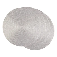 DII® Metallic Silver Round Polypropylene Woven Placemat (Set of 4)