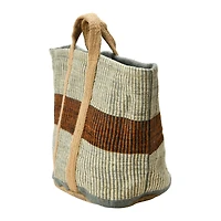 Hello Honey® 24" Rust Striped Woven Jute Tote with Liner