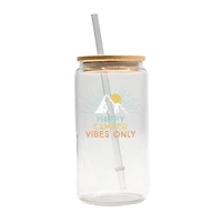 16oz. Happy Camper Vibes Only Glass Can Cup