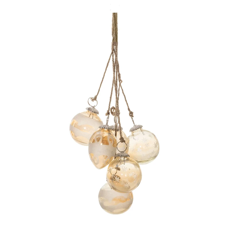 20" Gold Glass Ball Cluster Drop Ornaments, 2ct.