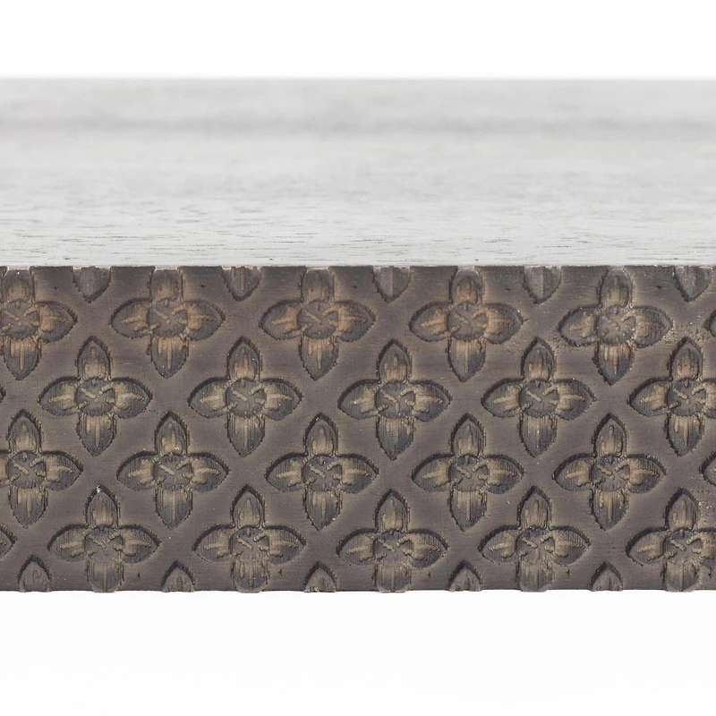 Small Black Rustic Embossed Wood Floating Wall Shelf