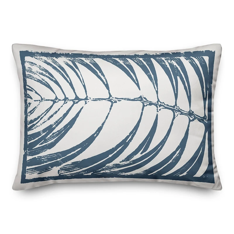 Navy Abstract Leaf Imprint Throw Pillow