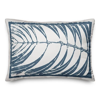 Navy Abstract Leaf Imprint Throw Pillow