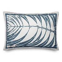Navy Abstract Leaf Imprint Throw Pillow