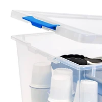 IRIS® 12qt. Clear Deep Storage Boxes with Lids & Blue Latches, 4ct.