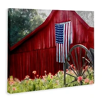 Stupell Industries Red Barn with American Flag Canvas Wall Art