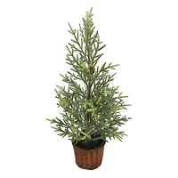 22" Unlit Snowy Pine & Pinecone Artificial Christmas Tree in Basket by Ashland®