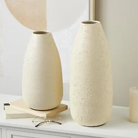 Cream Minimalistic Distressed Textured Metal Vase Set