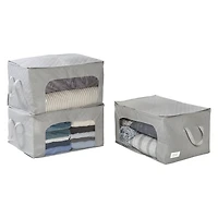 Honey Can Do Gray Clothes Storage Bags with Handles and Clear-View Windows, 3ct.