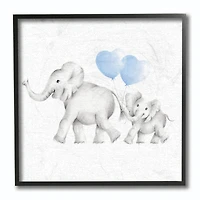 Stupell Industries Elephant Family Blue Balloon Linen Look, 12" x 12"