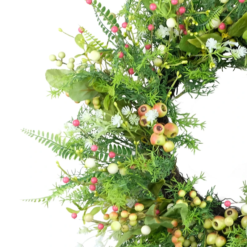 26" Artificial Fern & Berry Spring Wreath