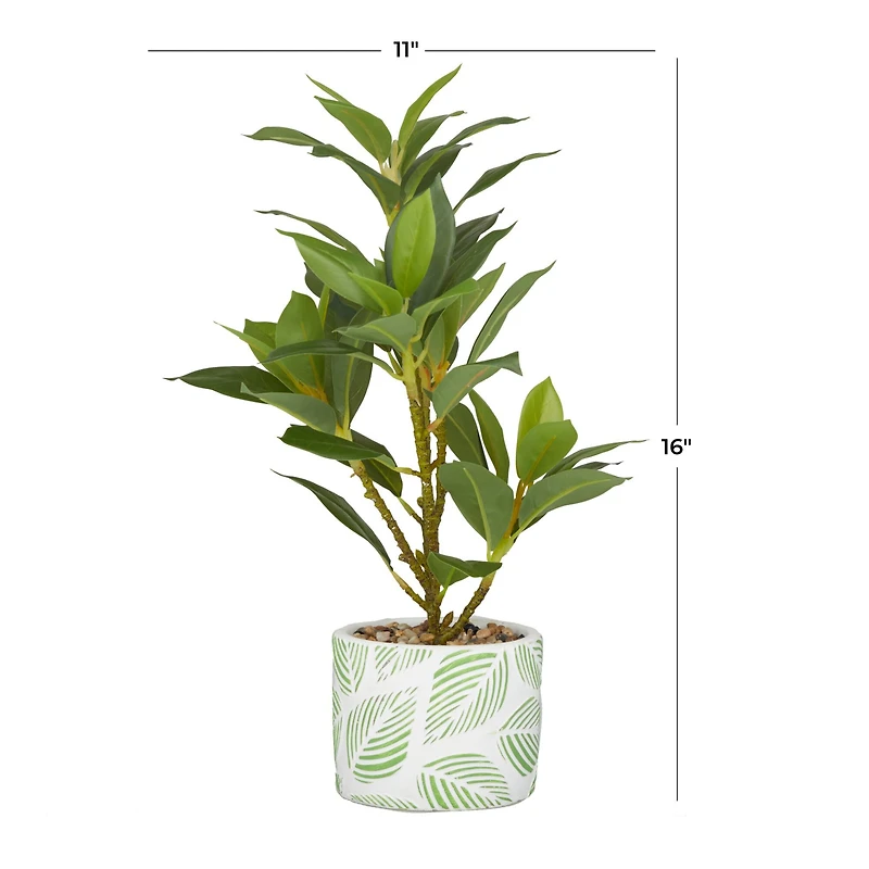 16" Potted White PVC Coastal Evergreen Artificial Foliage