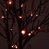 4ft. Orange & Purple LED Pre-Lit Halloween Deluxe Black Twig Artificial Fall Tree