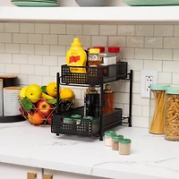 Mind Reader 2-Tier Metal Mesh Heavy Duty Organizer Slide Out Basket Drawer