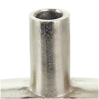 12" Silver Aluminum Geometric Circular Vase with Linear Etchings