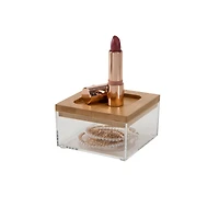 Simplify Bamboo Lid Square Clear Organizer