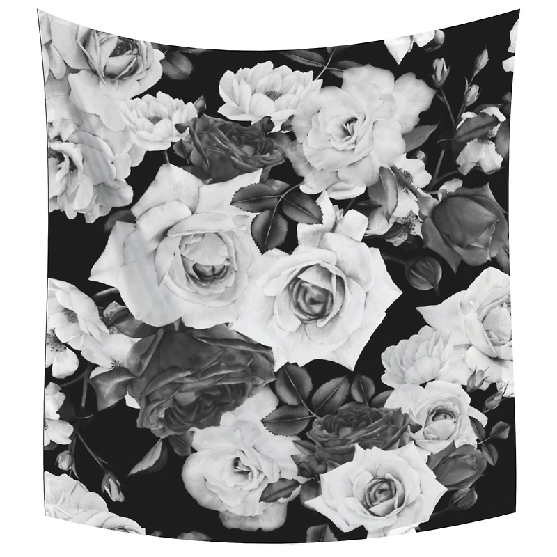 RoomMates Black & White Floral Tapestry