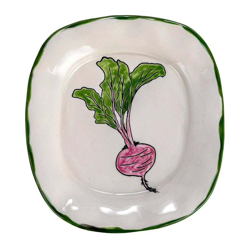 Hello Honey® 7.75" Vegetable & Herb Print Stoneware Plate Set