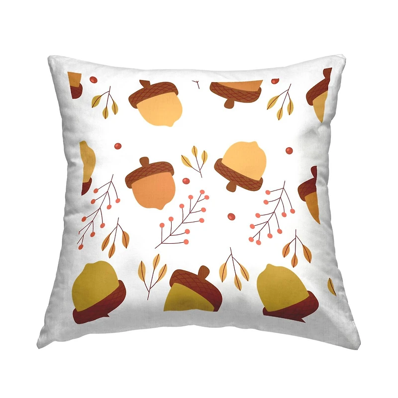 Stupell Industries Mixed Acorn Botanicals Fall Nature Leaves Throw Pillow