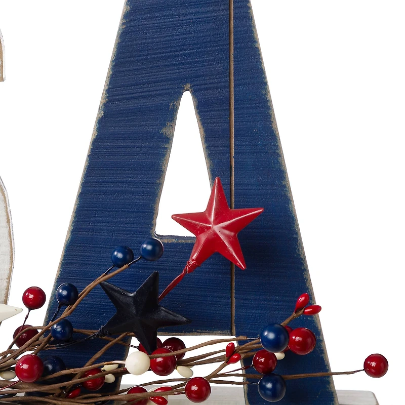 Glitzhome® 18" U.S.A. Wooden Table Decoration
