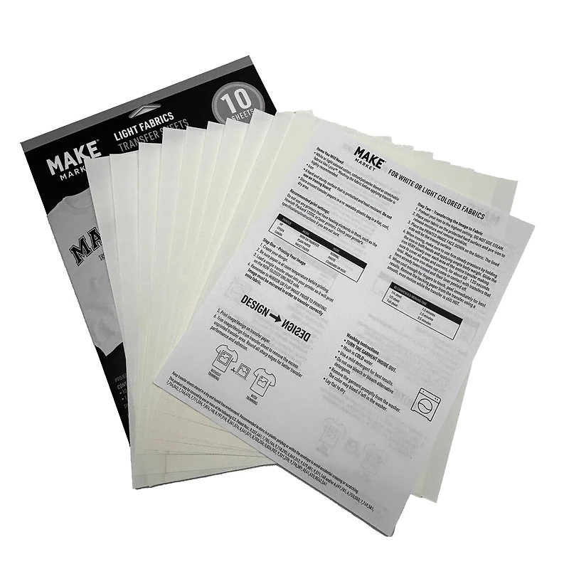 8.5" x 11" Light Fabric Transfer Sheets