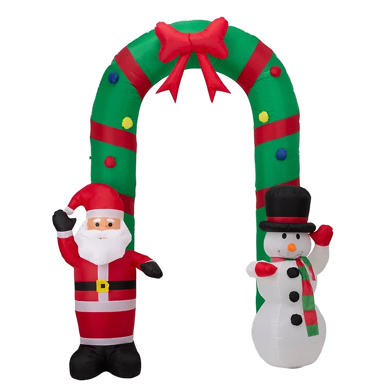 Glitzhome® 8ft. Inflatable Santa Snowman Gate Arch