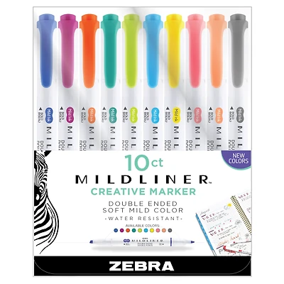 Zebra Mildliner 10 Color Double-Ended Highlighter Set