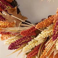 Glitzhome® 24" Fall Sorghum Wreath Includes a Black Metal Wreath Hanger