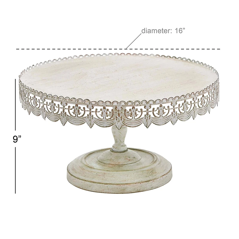 16" White Iron Farmhouse Cake Stand