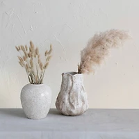 Hello Honey® 11" Distressed Cream Crackle Glaze Organic Stoneware Vase