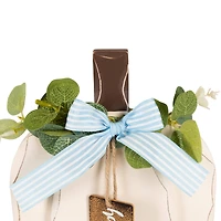 9" Beige Happy Fall Wooden Pumpkin Fall Harvest Decoration