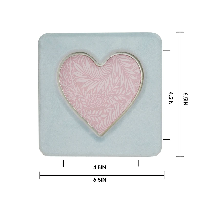 Just Jane 5" x 5" Blue Velvet with Gold Heart Tabletop Frame by Studio Décor®