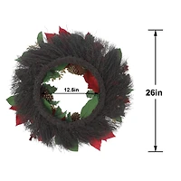26" Red Poinsettia, Ornament & Pinecone Wreath by Ashland®