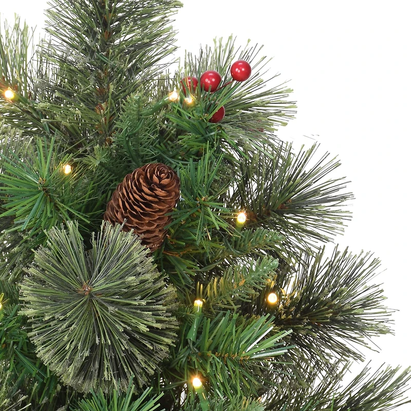 2ft. Pre-Lit Artificial Christmas Tree in Red Base, Warm White LED Lights