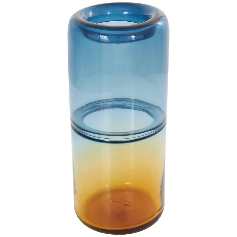 13" Blue & Yellow Ombre Glass Vase