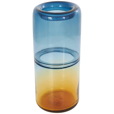 13" Blue & Yellow Ombre Glass Vase
